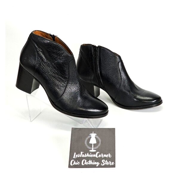 Frye Women’s Black Leather Nora Zip Short Ankle Block Heel Boot Size 9B 1778 - Picture 3 of 16
